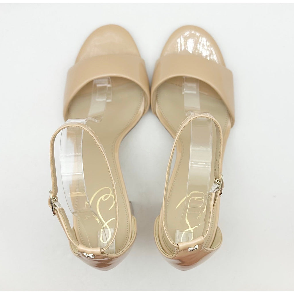 Sam Edelman Womens Robyn Heels Size 11 M Beige Patent Leather Ankle Strap NWOB