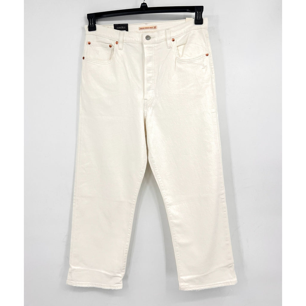 LEVI'S Womens Ribcage Straight Ankle Jeans 32x27 US 14 Cloud White 726930076 NWT