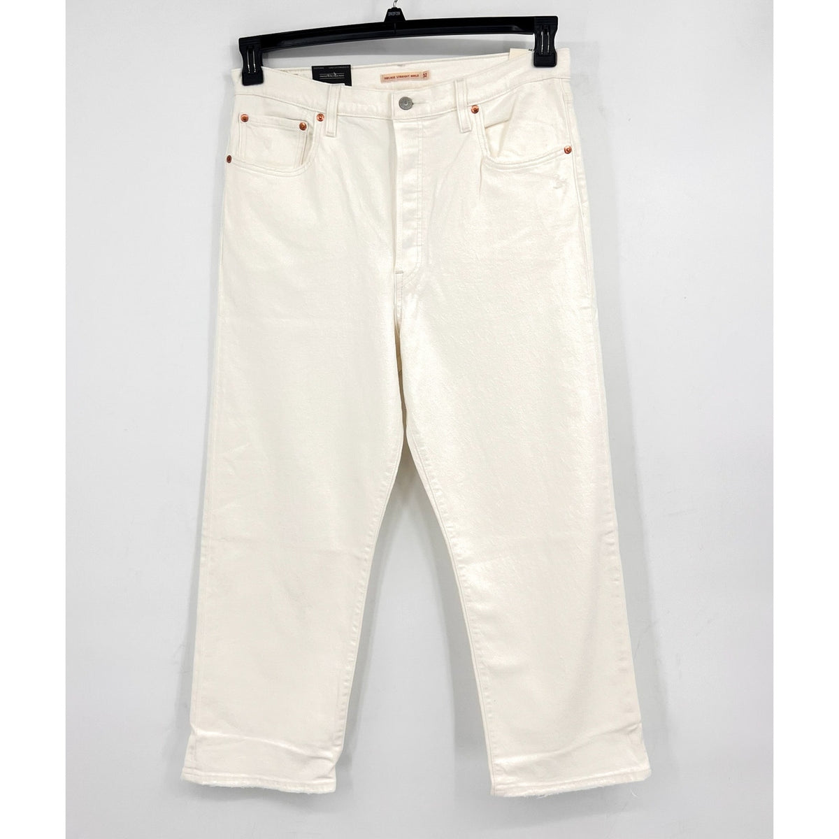 LEVI'S Womens Ribcage Straight Ankle Jeans 32x27 US 14 Cloud White 726930076 NWT