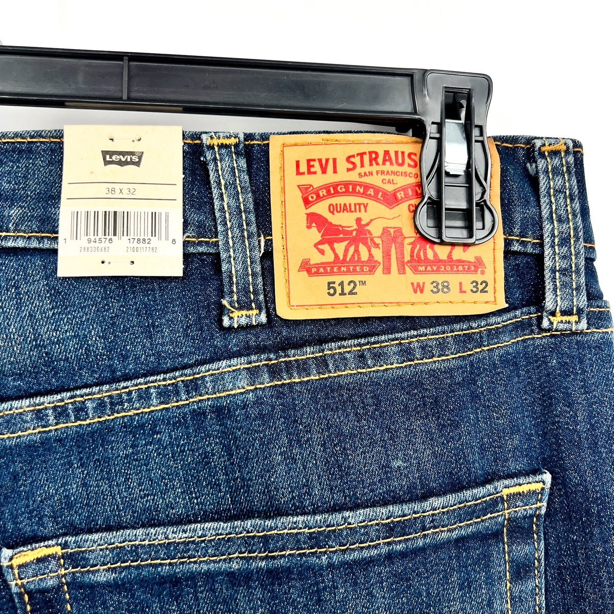 LEVI'S Men's 512 Slim Taper Fit Jeans 38x32 Dark Blue Stretch 28833-0682 NWT