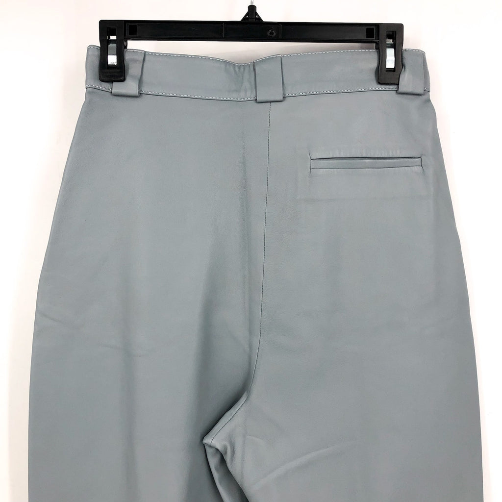 FAITH CONNEXION Women's Pleated Leather Pants FR 36 US 6 Light Green Blue NWOT