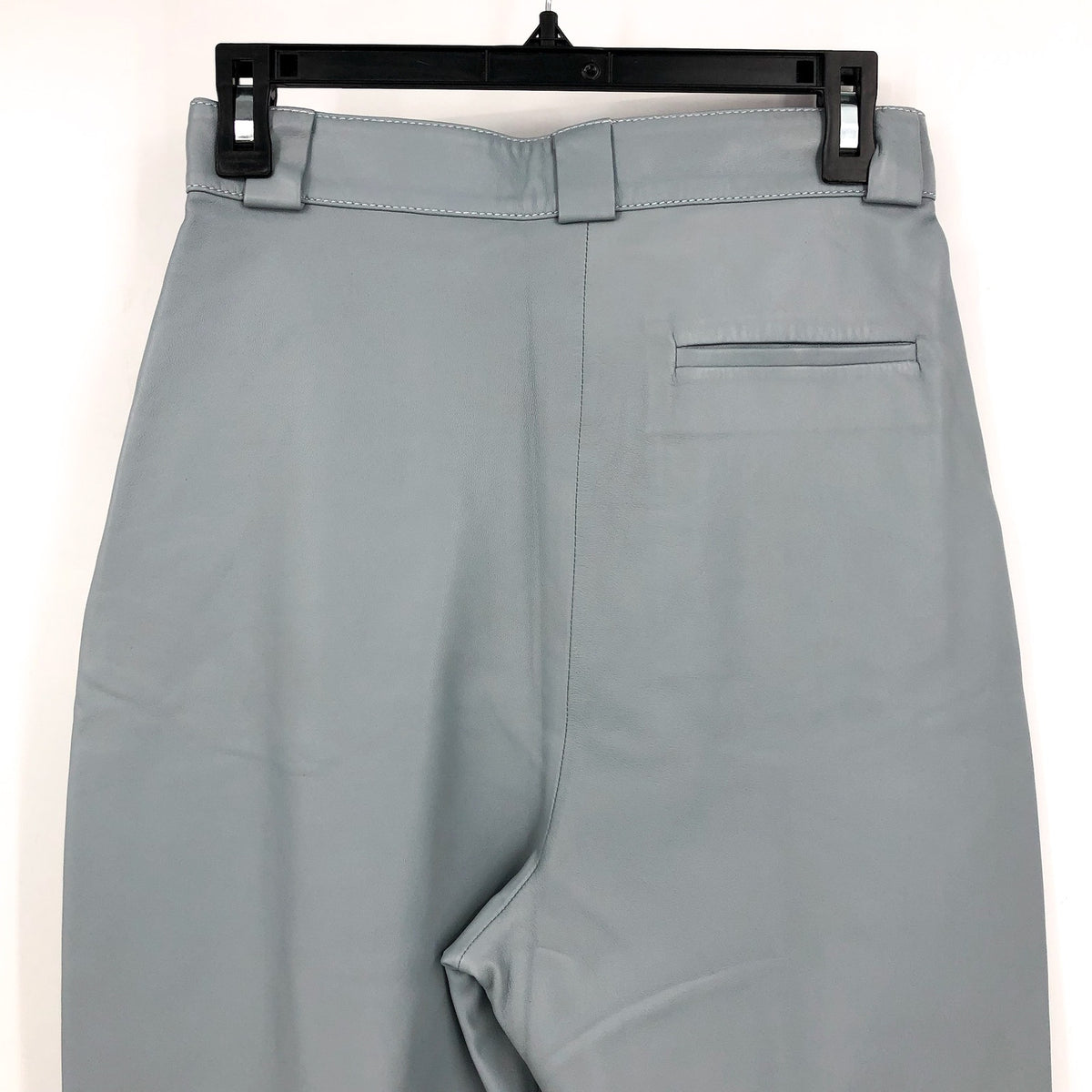 FAITH CONNEXION Women's Pleated Leather Pants FR 36 US 6 Light Green Blue NWOT