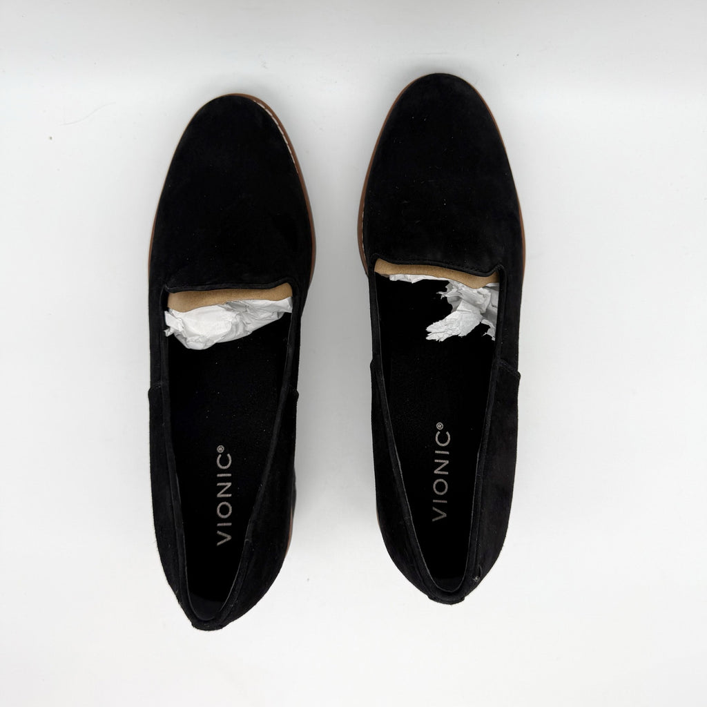 Vionic Womens Willa Wedge Loafers Size 9 M EU 40 Black Suede Slip On NIB