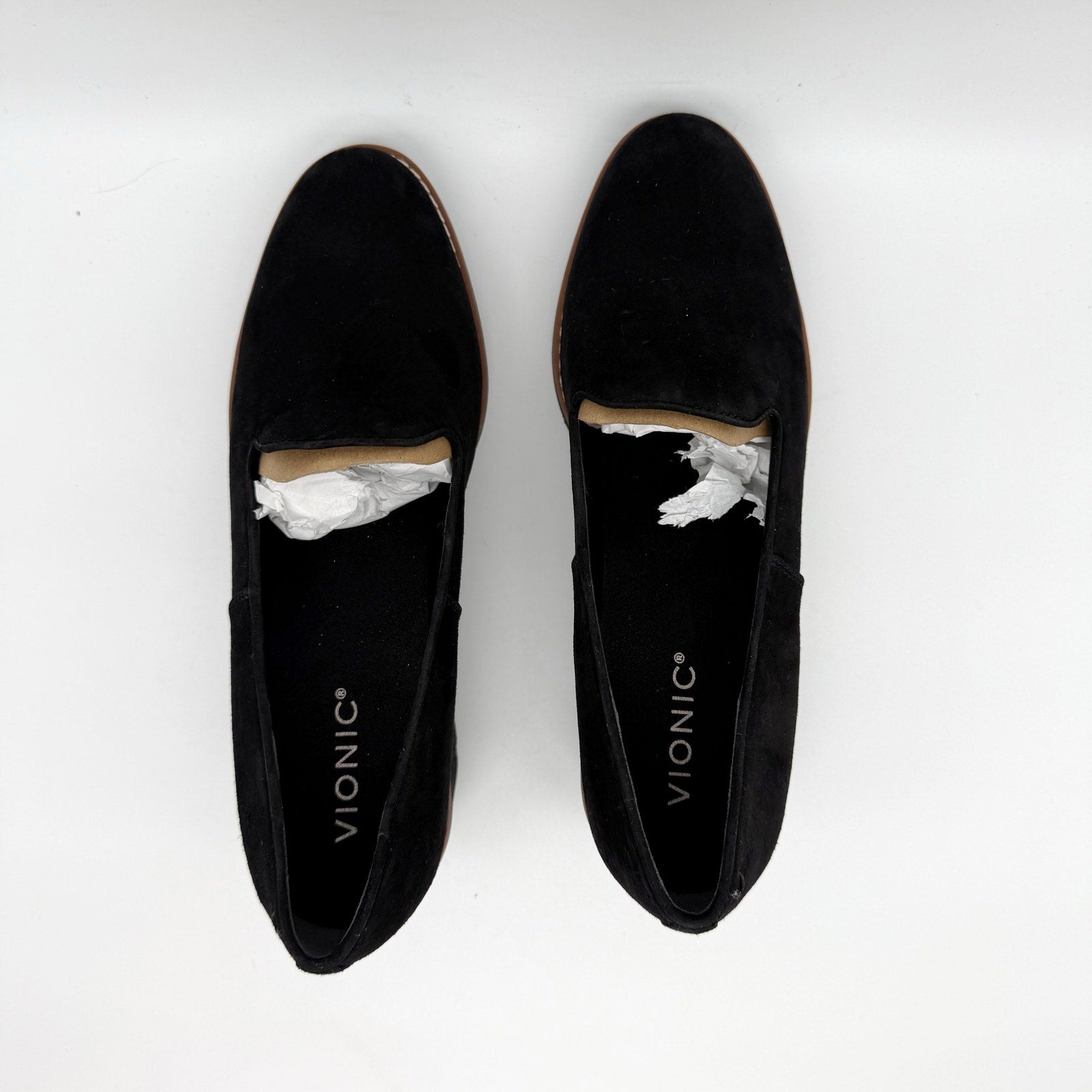 Vionic Womens Willa Wedge Loafers Size 9 M EU 40 Black Suede Slip On NIB