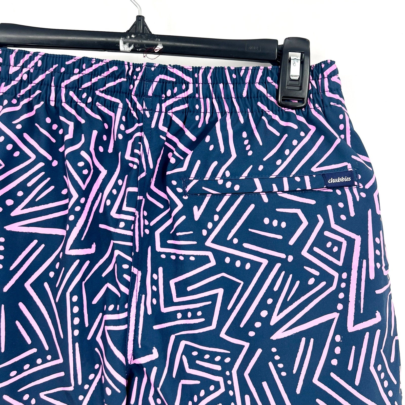 CHUBBIES Mens Dark Marzipans Classic Lined Swim Trunks Small Navy Geometric NWT
