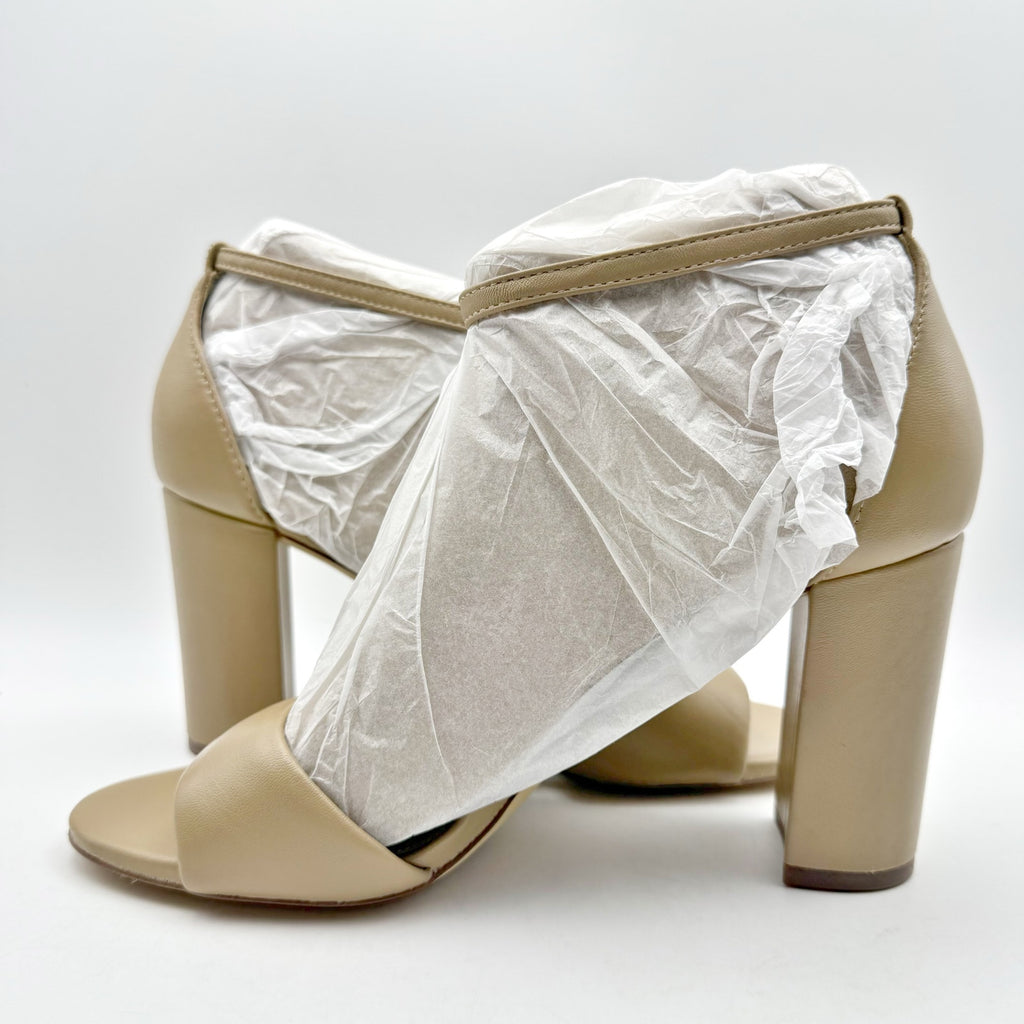 Sam Edelman Womens Robyn Heel Sandals Size 11 M Beige Leather Ankle Strap NWOB
