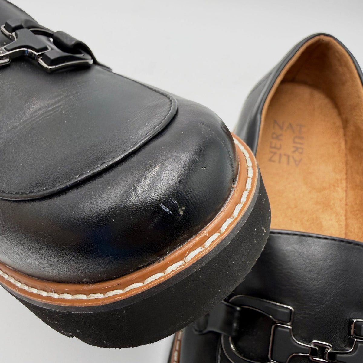 Naturalizer Womens Corrine Bit Platform Loafers Size 10 EU 41 Black NWOB