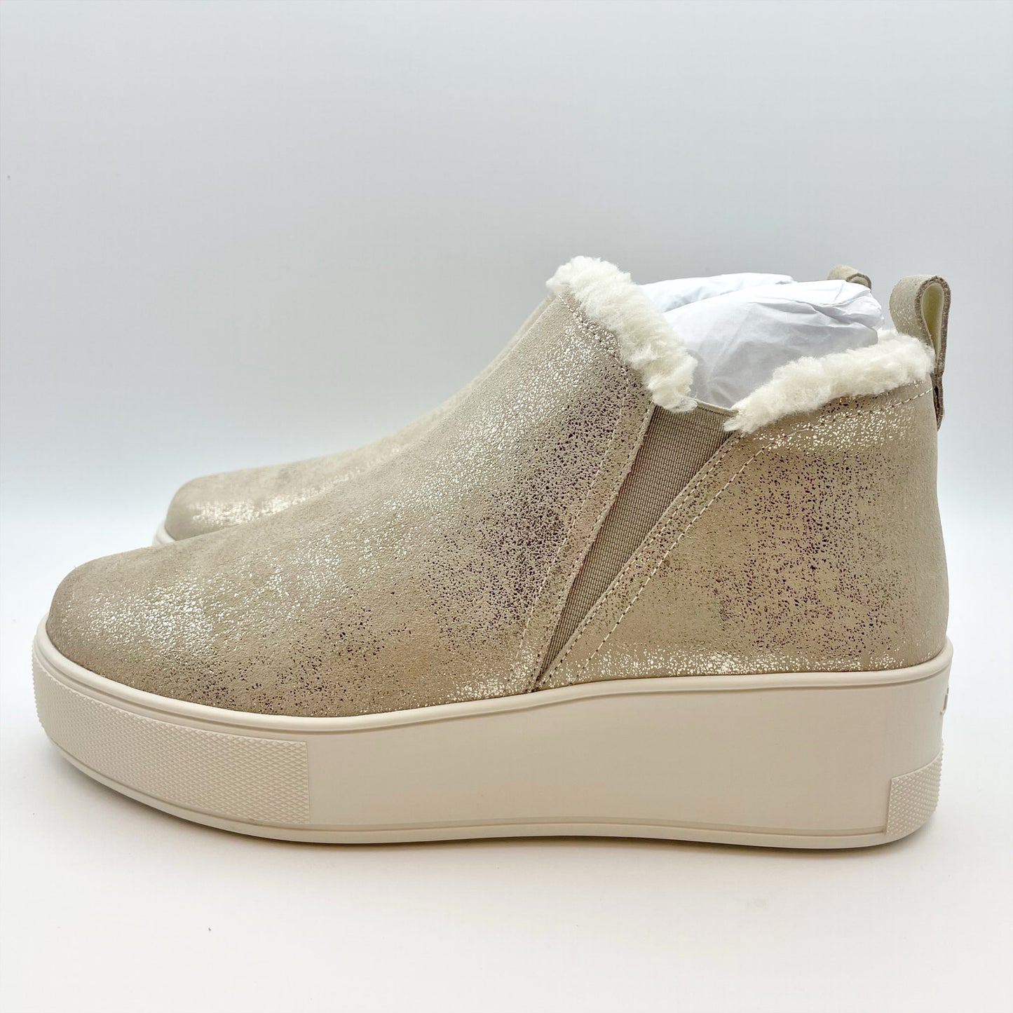 J/Slides Women's Magic Pull On Platform Sneaker Size 7.5 Gold Metallic WP NIB