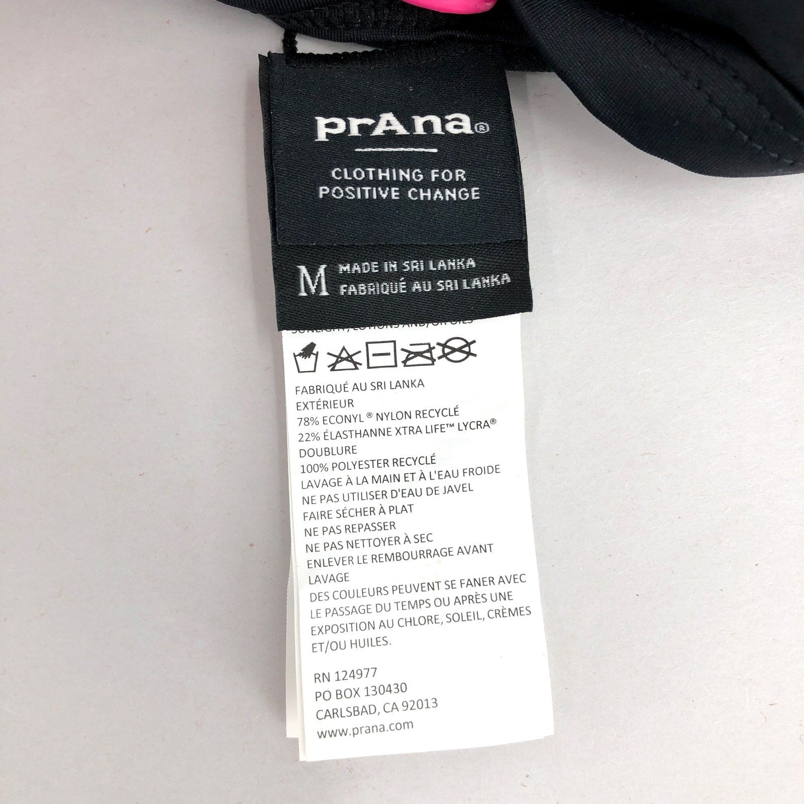 PRANA Women's Lexie Halter Bikini Top Medium Black Stretch UPF 50+ NWT