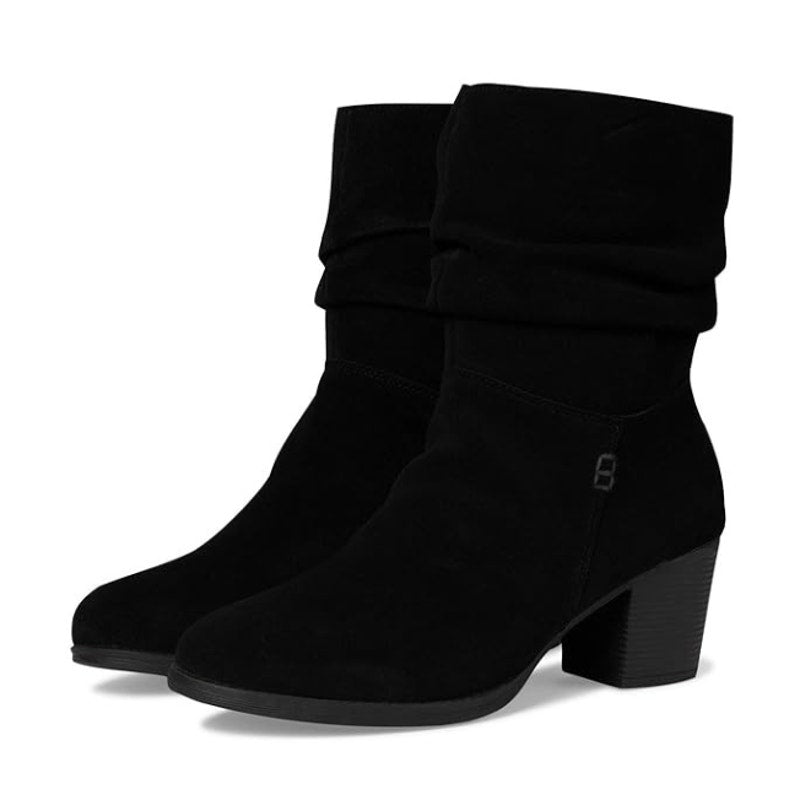 SKECHERS Womens Taxi Compelling Flirt Bootie Size 10 Black Suede Heels Boots NIB