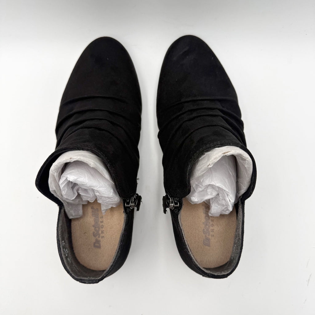 Dr. Scholls Womens Rae Ankle Booties Size 7.5 M EU 38 Black Microsuede NIB