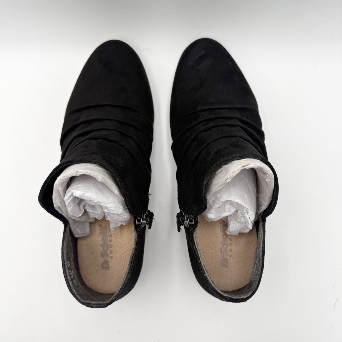 Dr. Scholls Womens Rae Ankle Booties Size 7.5 M EU 38 Black Microsuede NIB