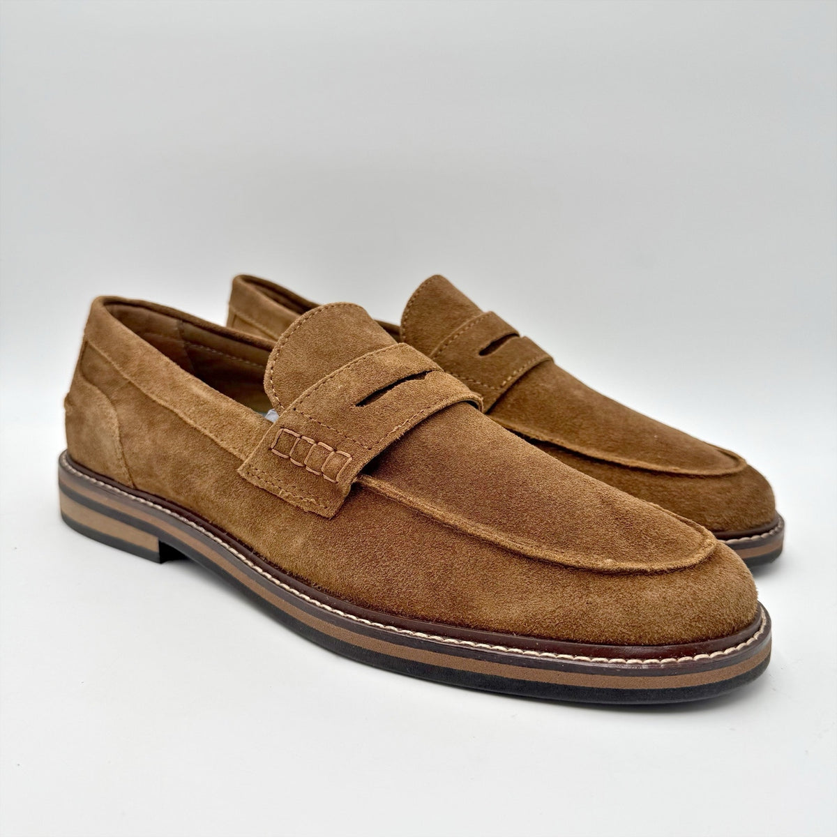 Crown Vintage Mens Aydrien Penny Loafers Size 9.5 M Tan Brown Suede NWOB