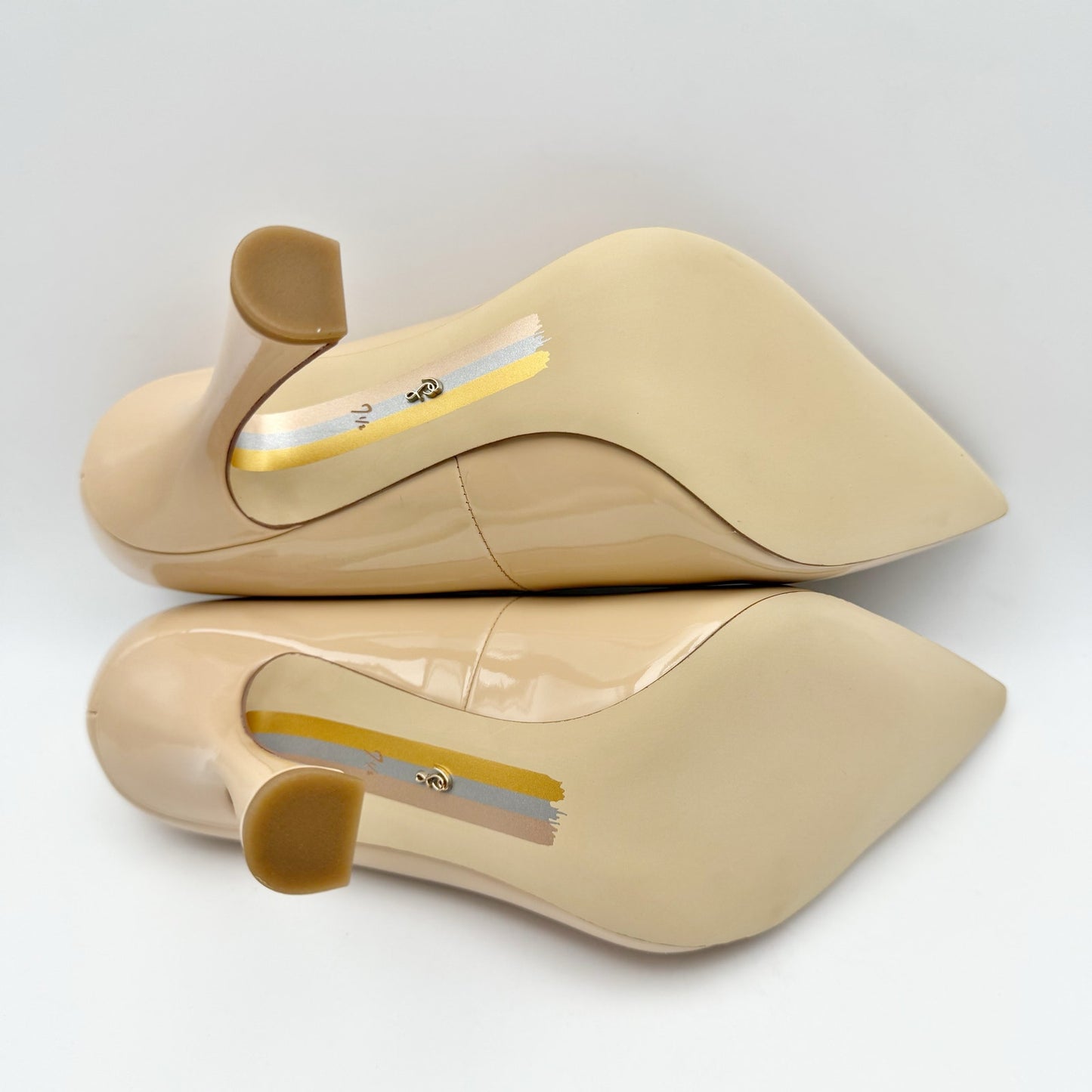 Sam Edelman Womens Antonia Pumps US 7.5 M EU 37.5 Beige Patent Leather NIB