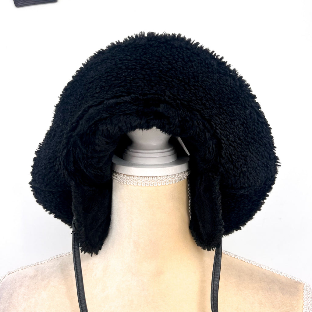 UGG Fluff Microfur Lined Bucket Hat Small Medium Black NWOT