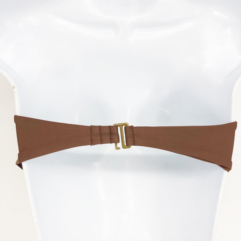 ANDIE SWIM Women's Scala Bikini Top Small Espresso Brown Strapless V-Bar NWT