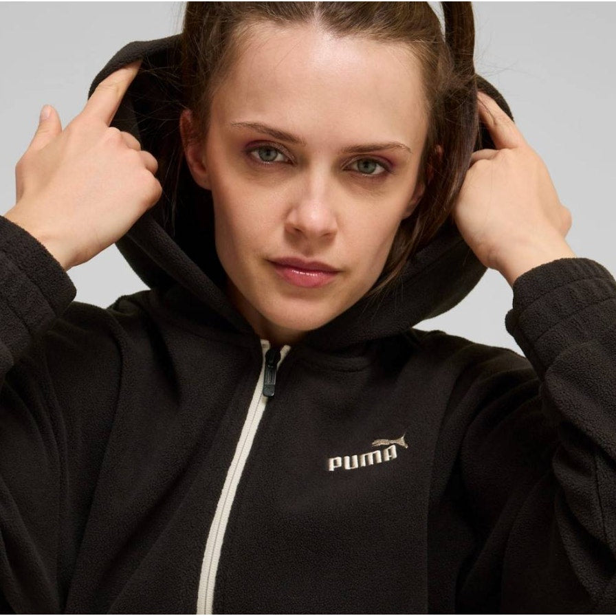 PUMA Women's ESS Elevated FZ Hoodie Medium Black Sweatshirt Fleece NWT
