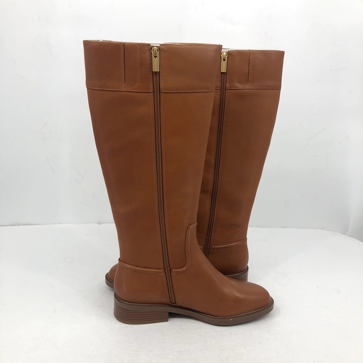 Vince Camuto Womens Leather Riding Boots Andalian Size 7 Brown Golden Walnut NWB