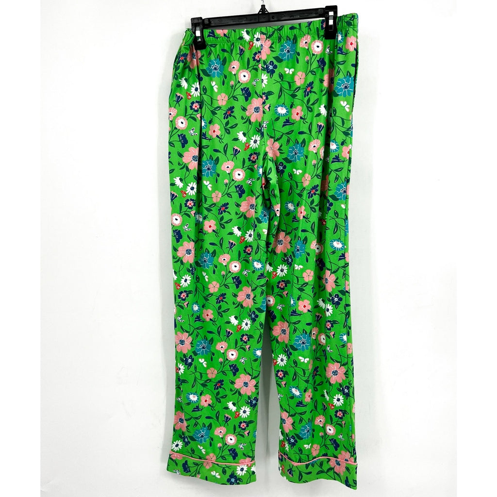 Kate Spade Womens Long Pajama Set Medium Green Floral Garden NWT