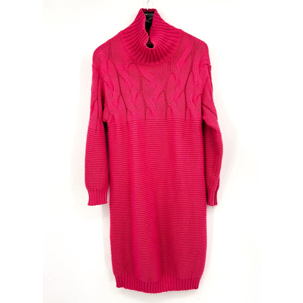 STITCHDROP Women's Turtleneck Sweater Mini Dress Medium Pink Magenta NWT