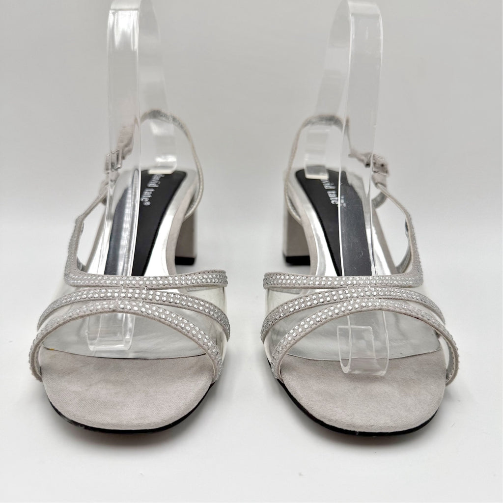 David Tate Womens Wed Heeled Sandals Size 8.5 Wide Silver NWOB