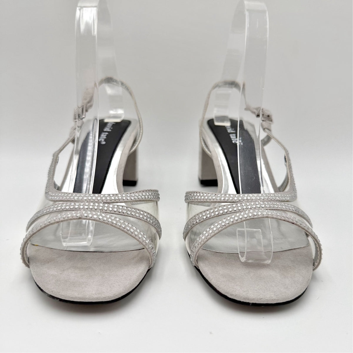 David Tate Womens Wed Heeled Sandals Size 8.5 Wide Silver NWOB