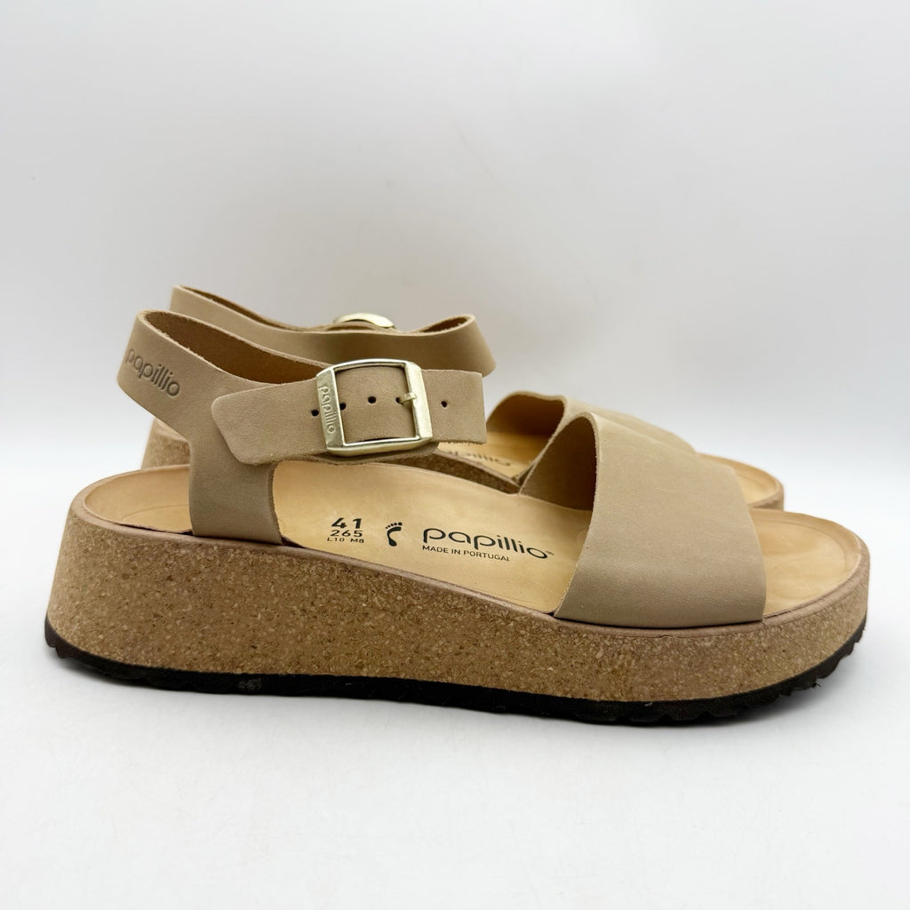 Papillio Birkenstock Womens Glenda Platform Sandals EU 41 US 10 Tan Leather NWOB