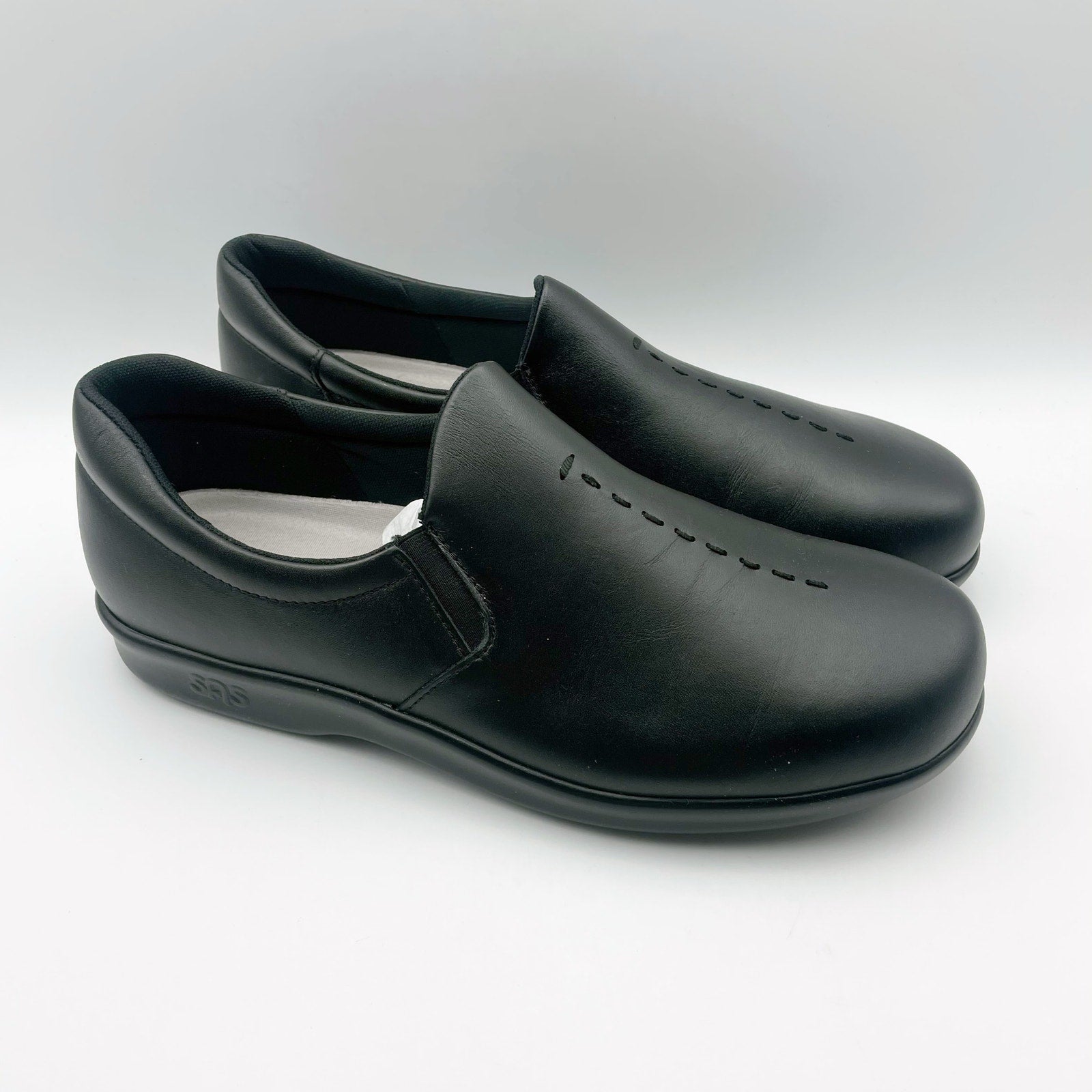 SAS Womens Viva Slip On Comfort Loafers Size 10.5 Black Leather Casual Shoes NIB