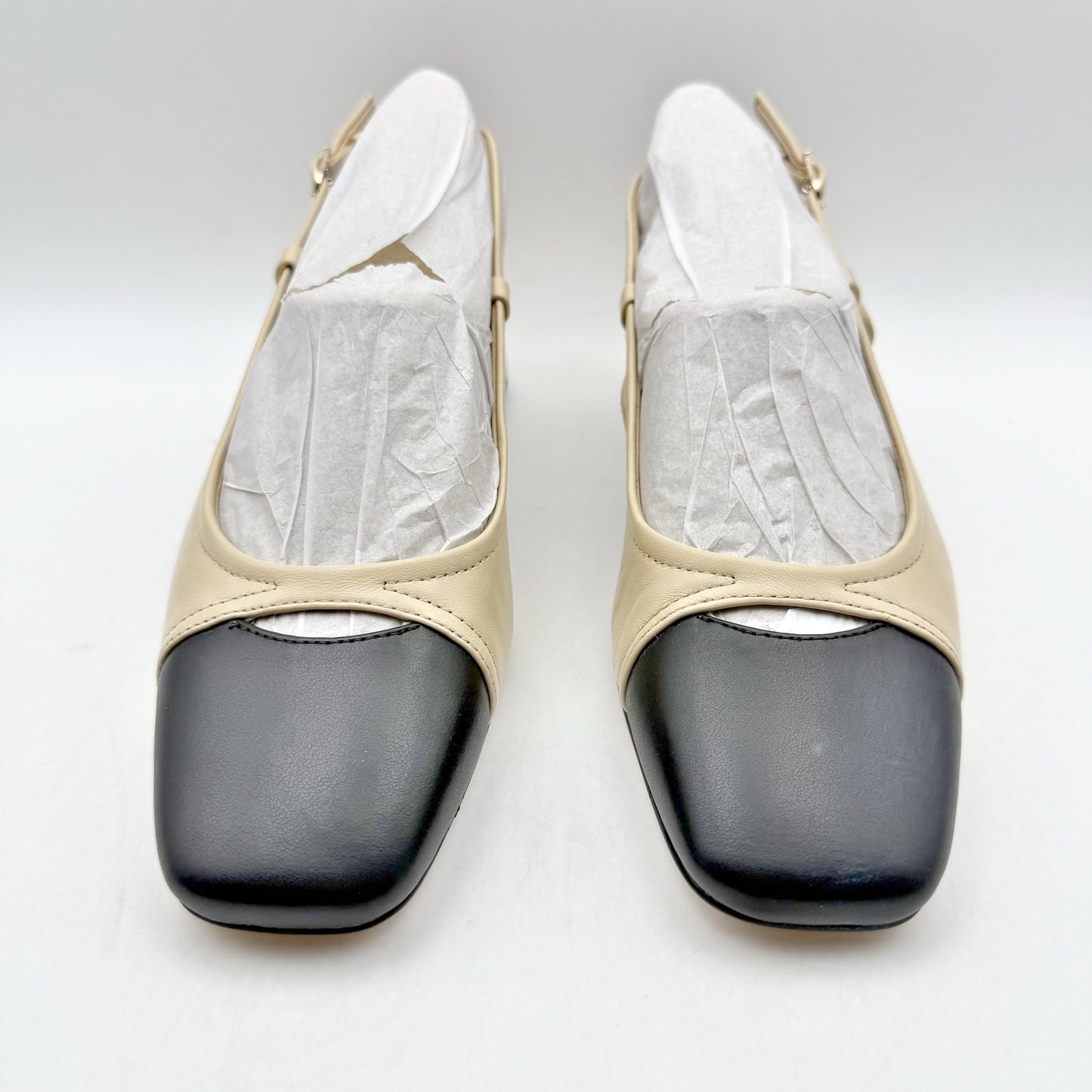 Sam Edelman Womens Tarra Slingback Pumps US 6 M Tan Black Leather NIB