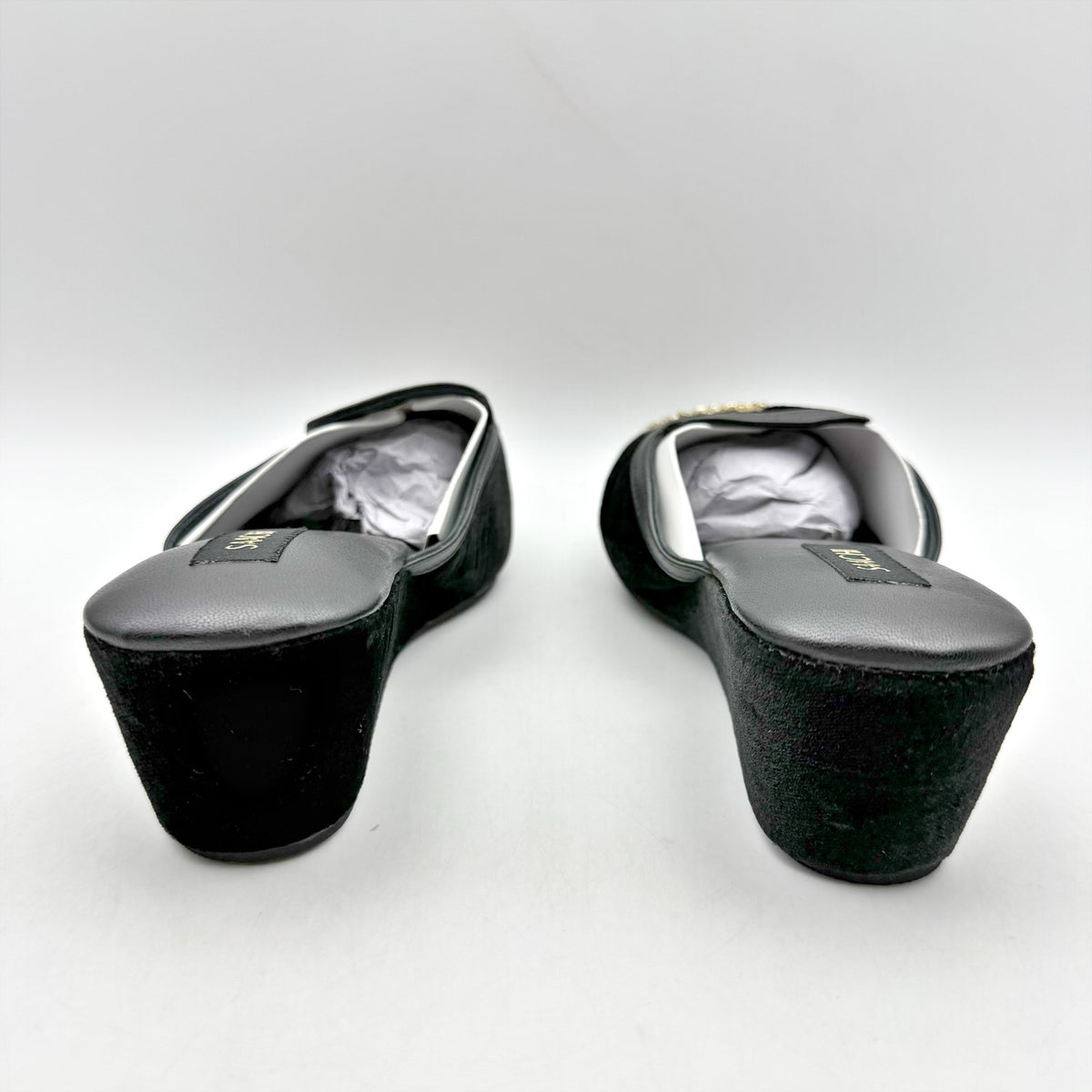 Saachi Womens Sequined Floral Slide Mules Size 8 Black Velvet NWOB