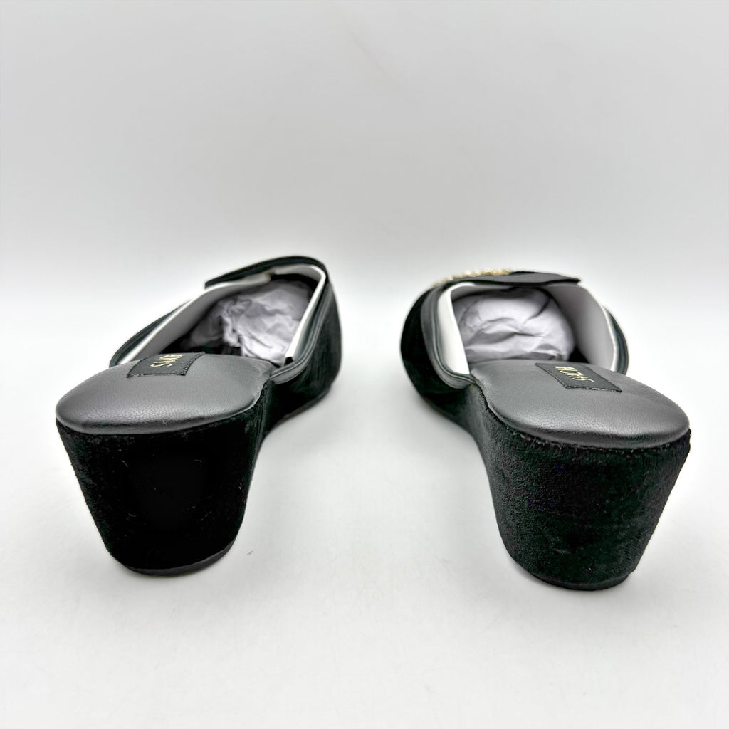 Saachi Womens Sequined Floral Slide Mules US 8 Black Velvet NWOB