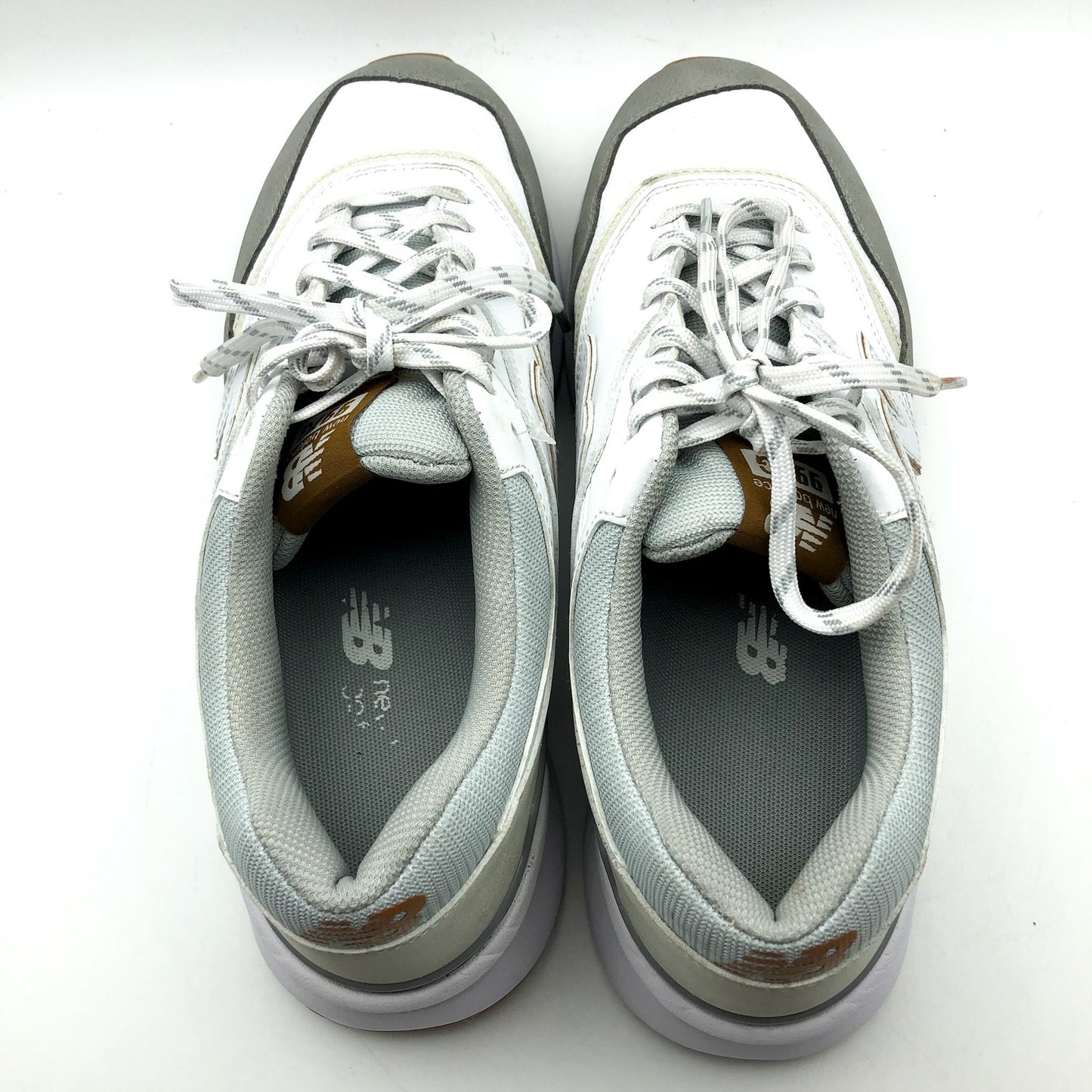 New Balance Mens 997 SL Golf Sneakers US 10.5 Wide White Leather Lace Up NIB