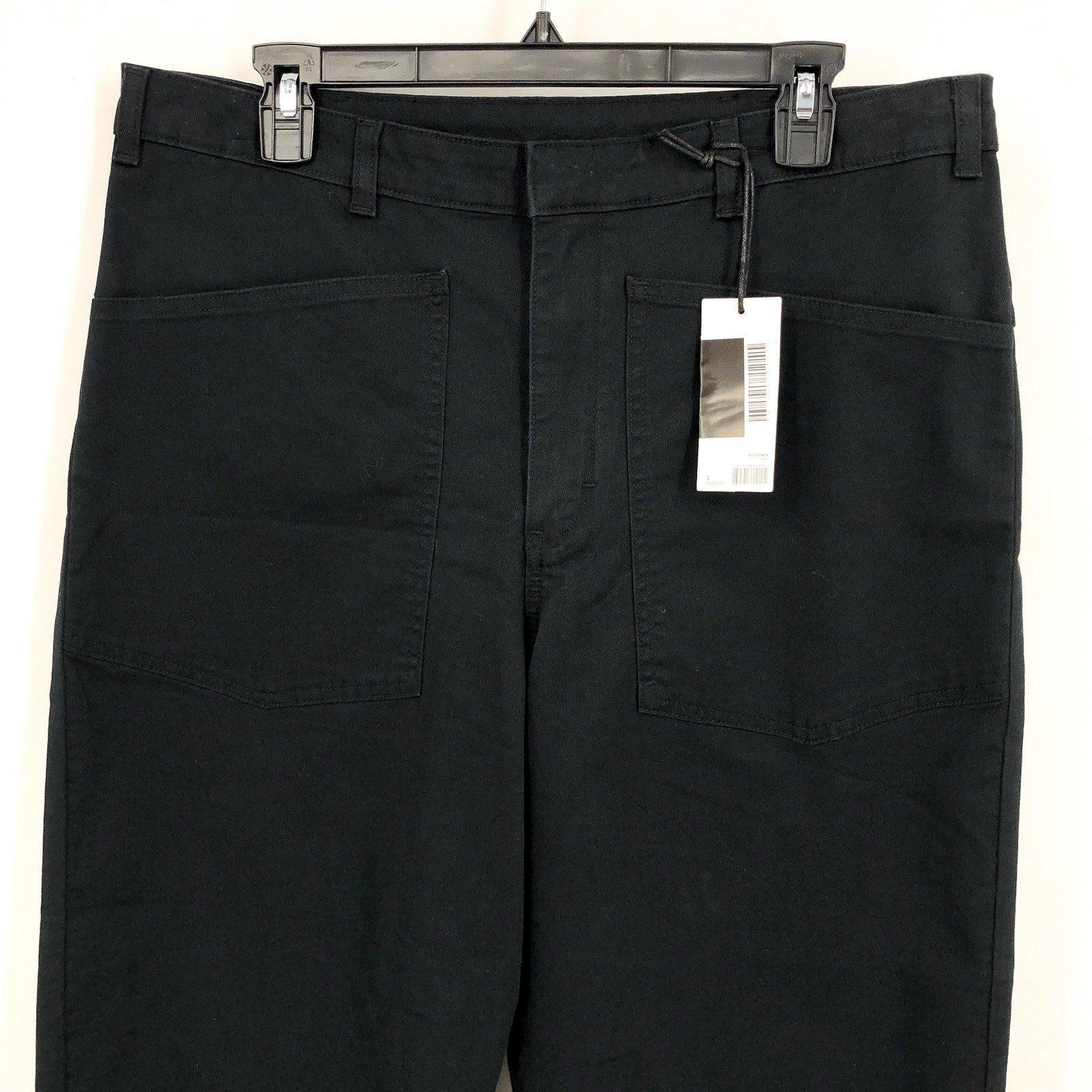 LABEL Womens Go-To Pants Large Black Relaxed Fit High Rise Crop Pockets NWT