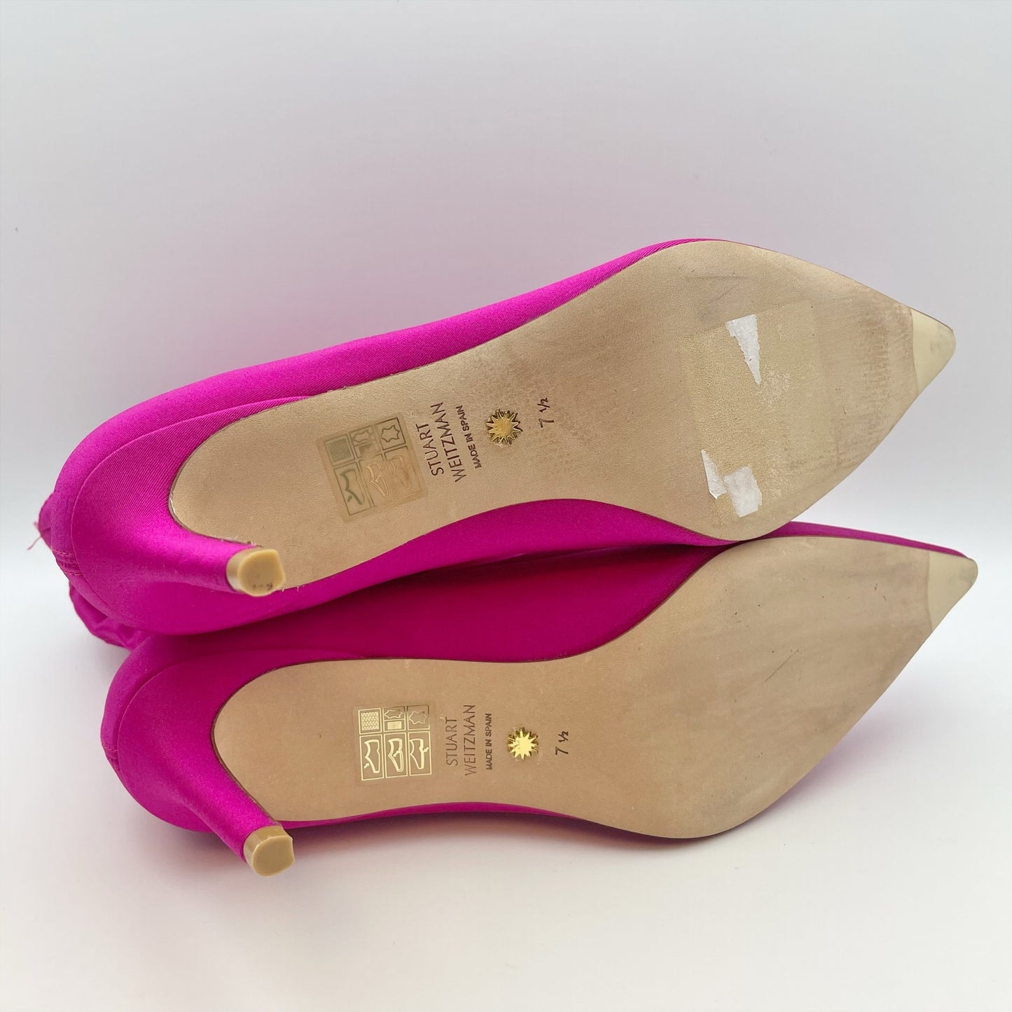Stuart Weitzman Womens Stuart 75 Stretch Bootie US 7.5 Pink Magenta Suede EUC