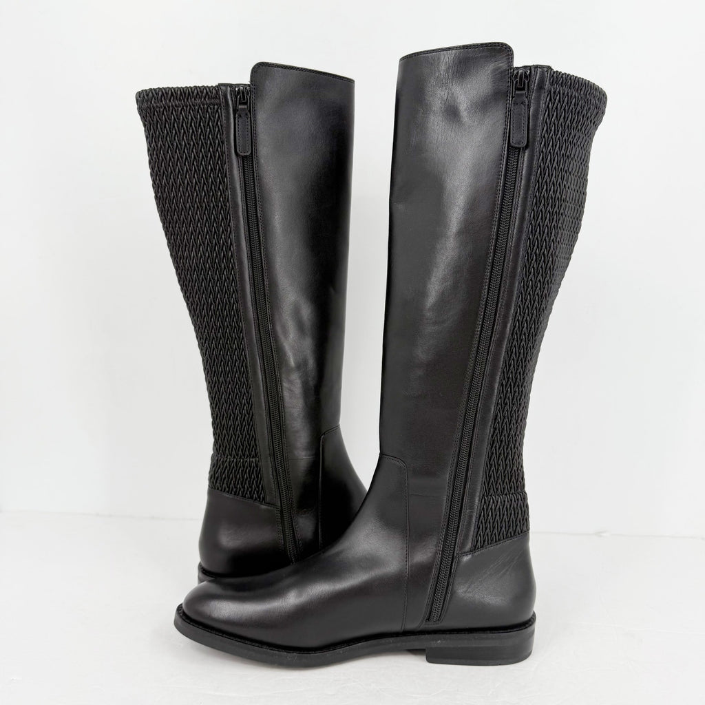 Cole Haan Womens Clover Knee High Boots US 7 M EU 37.5 Black Leather NWOB