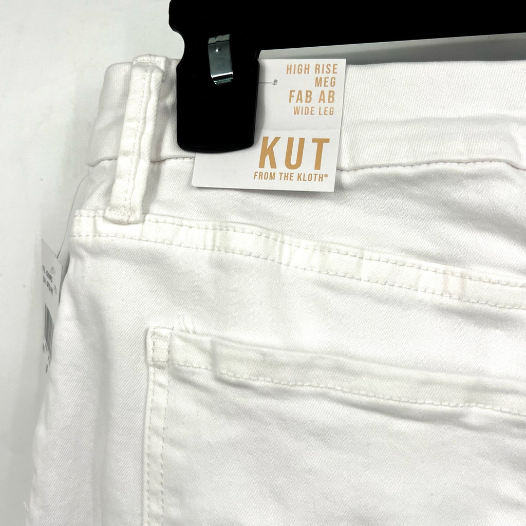 KUT FROM THE KLOTH Meg Wide Leg Jeans 8 PETITE Optic White High-Rise Fab AB NWT