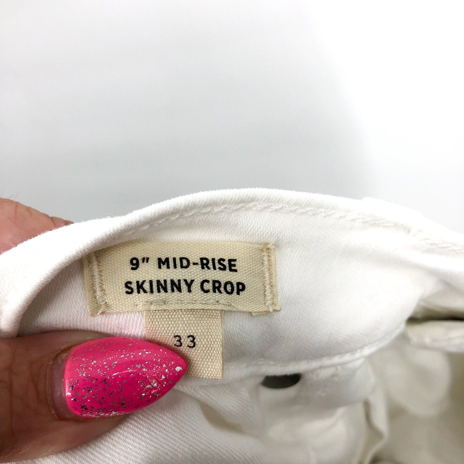 Madewell Womens Skinny Crop Jeans Size 33 US 16 Pure White 9" Mid-Rise MD097 NWT