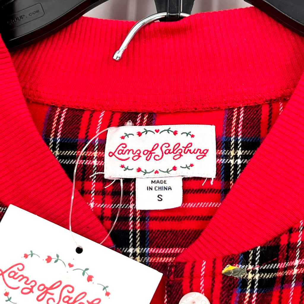 LANZ OF SALZBURG Women's Flannel Ski Pajama Set Small Red Tartan Plaid NWT