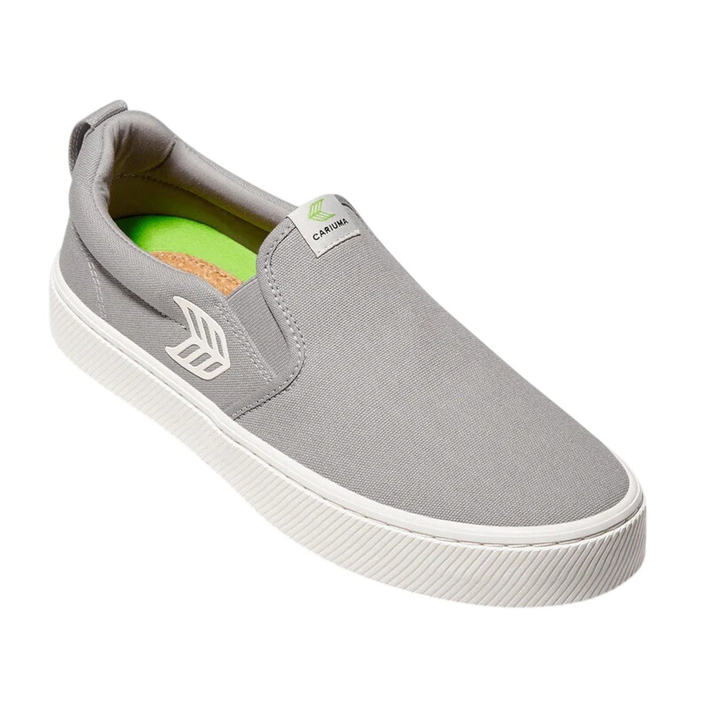 Cariuma Womens Slip On Sneaker US 8 M EU 39 Grey White Canvas Logo NIB