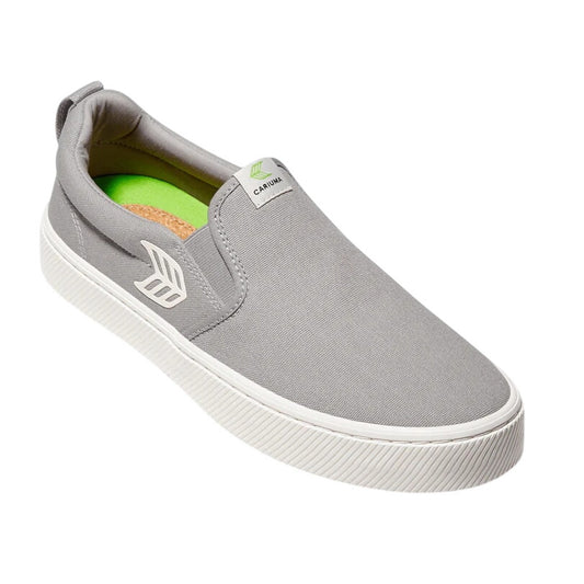 Cariuma Womens Slip On Sneaker US 8 M EU 39 Grey White Canvas Logo NIB