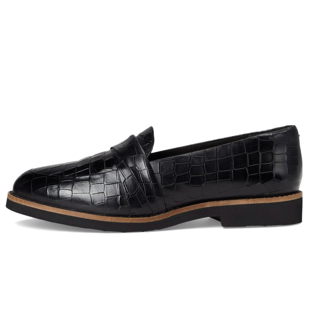 SOFTWALK Women's Walsh Slip On Loafers Size 7.5 NARROW Black Croco Leather NIB