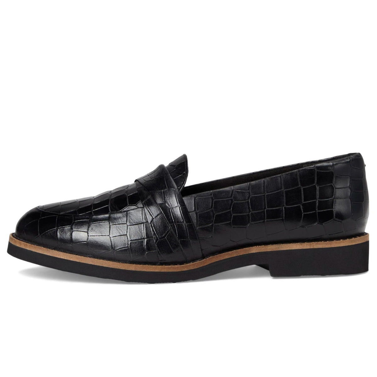 SOFTWALK Women's Walsh Slip On Loafers Size 7.5 NARROW Black Croco Leather NIB