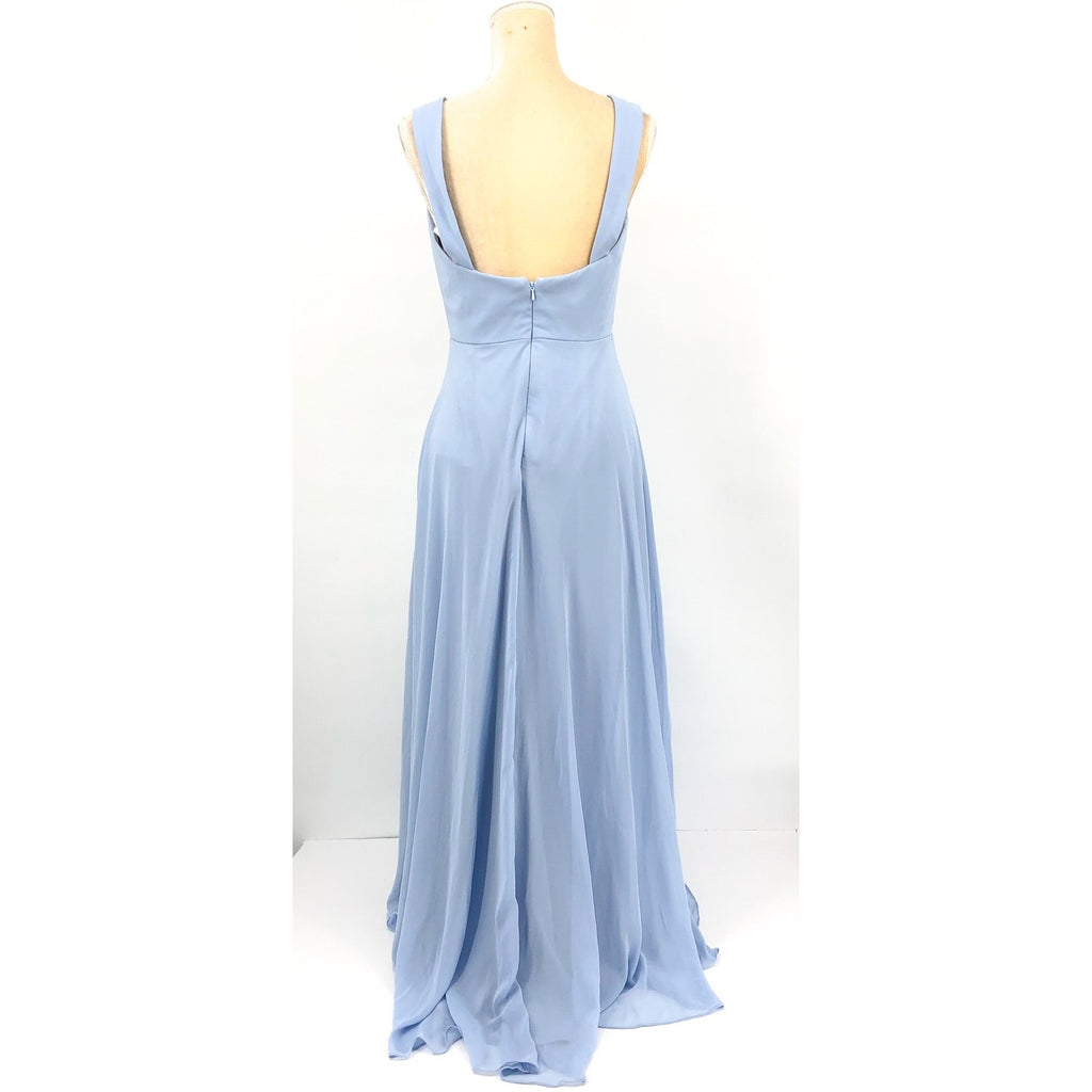 AFTER SIX Lux Chiffon Sweetheart Maxi Dress Size 6R Sky Blue Wide Strap NWT