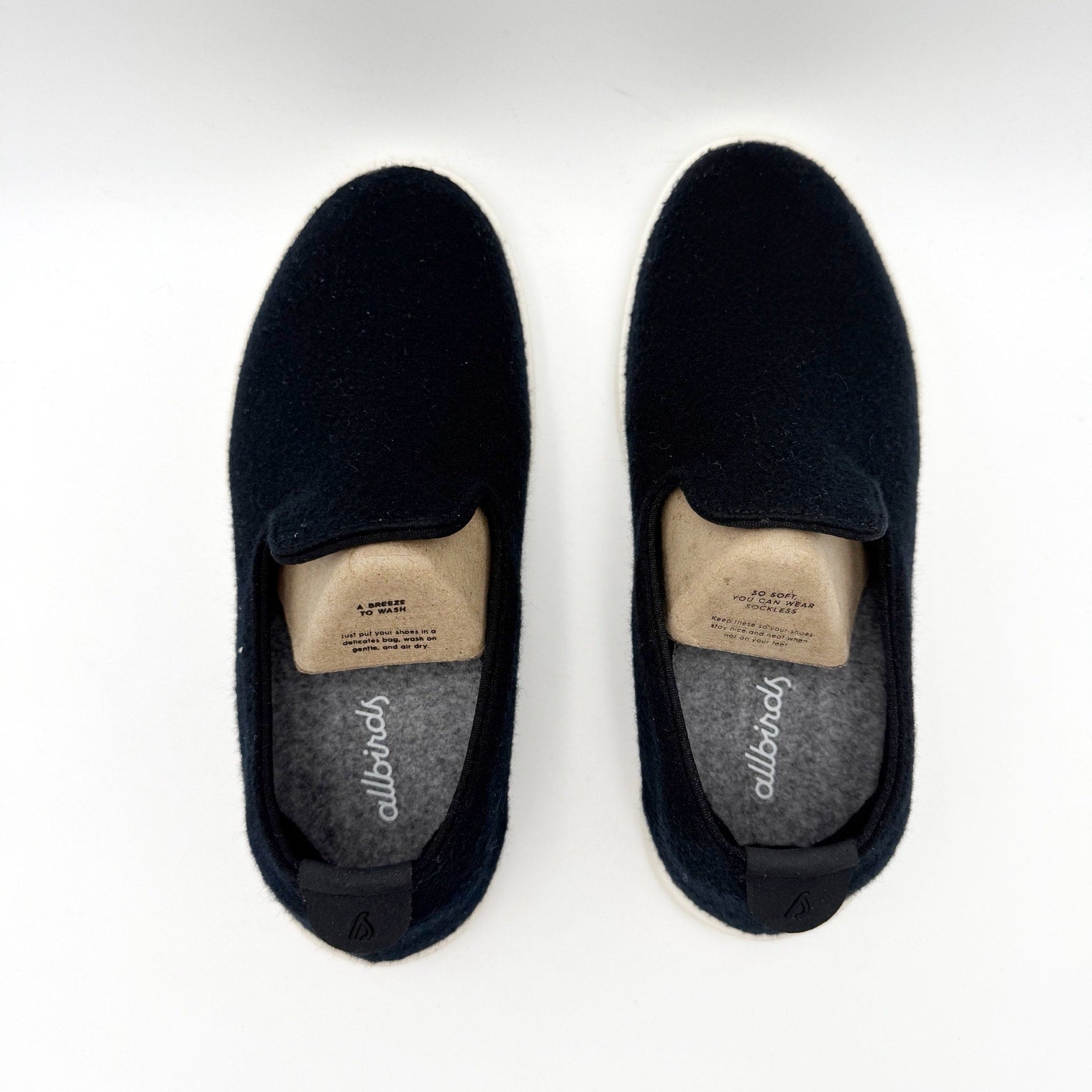 AllBirds Womens Lounger Loafers US 5 EU 35 Black White Wool Slip On NIB
