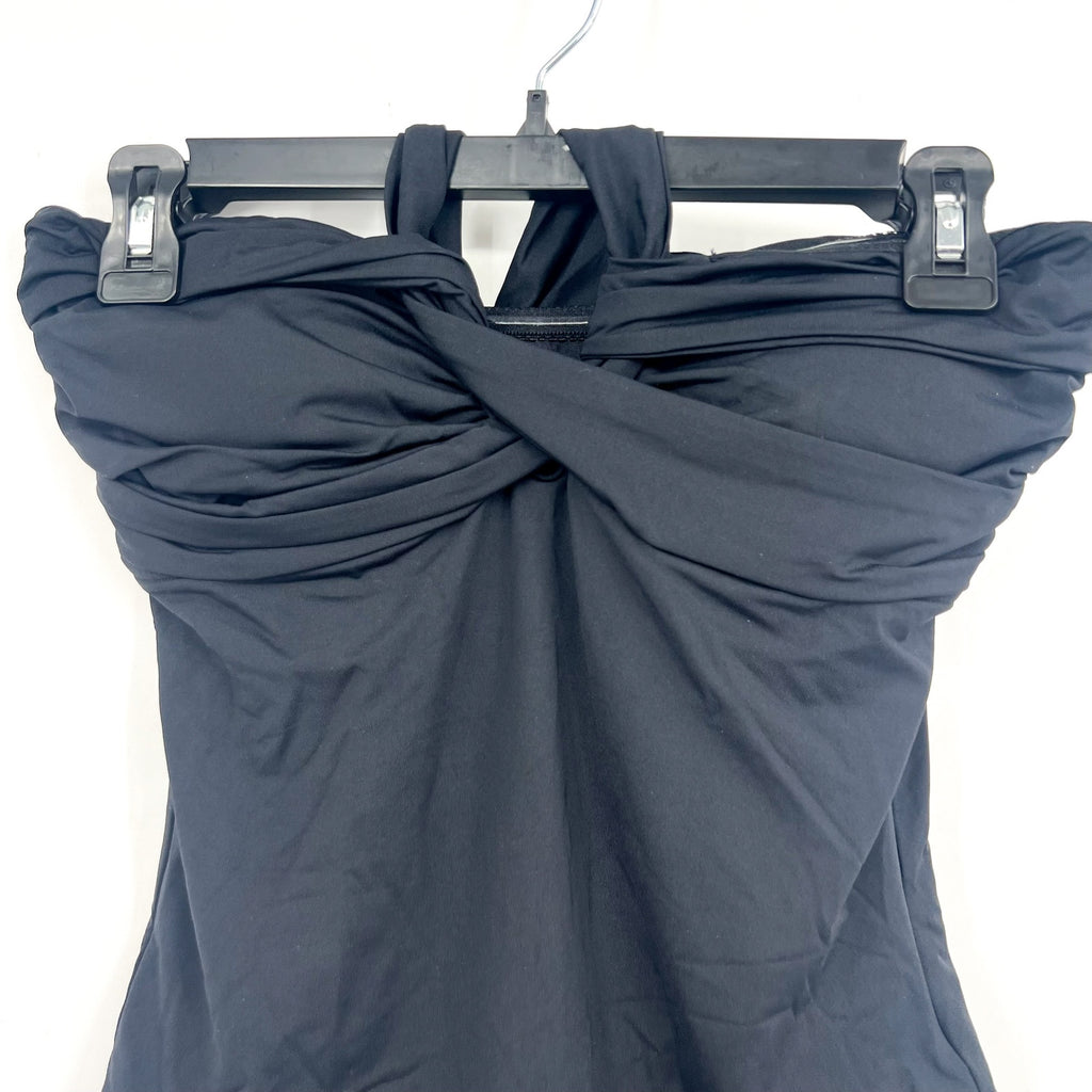 SEAFOLLY Women's Halter Bandeau One Piece Swimsuit Size 4 Black Twist Front NWT