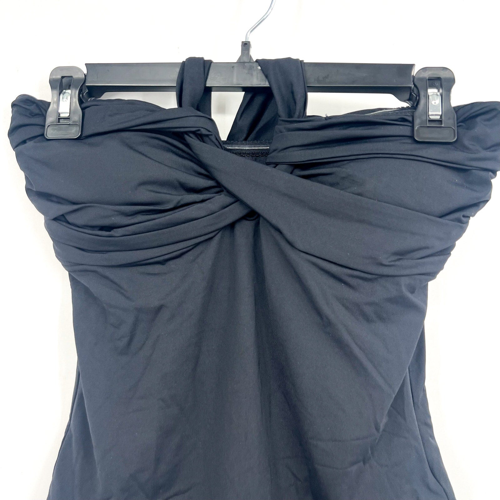 SEAFOLLY Women's Halter Bandeau One Piece Swimsuit Size 4 Black Twist Front NWT