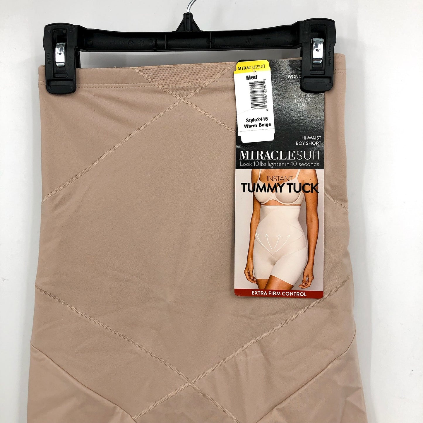 MIRACLE SUIT Instant Tummy Tuck High-Waist Boyshort Medium Warm Beige NWT