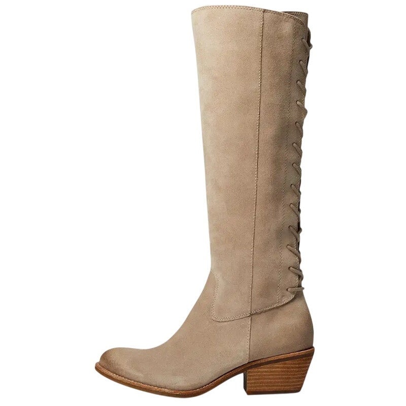 Sofft Womens Sharnell Heel Knee High Boots US 6.5 Beige Suede Waterproof NWOB