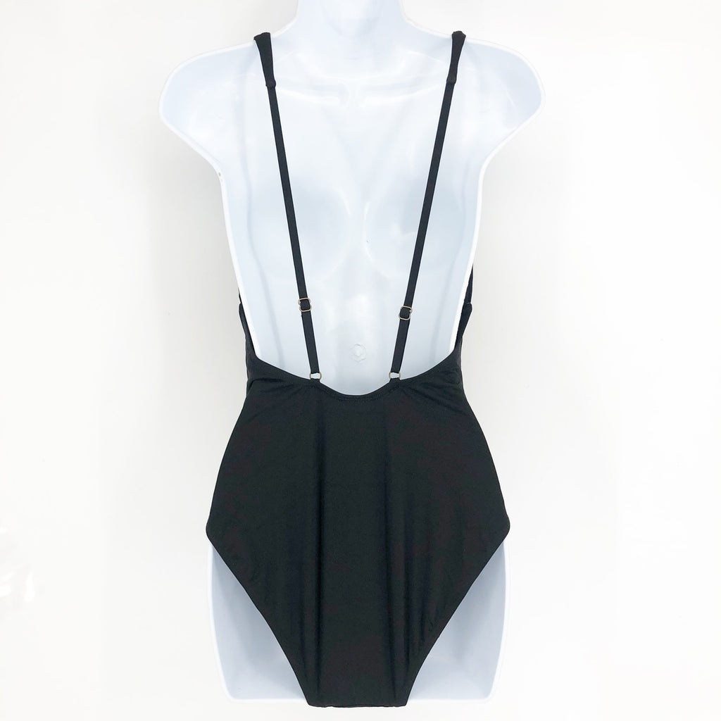 ANDIE SWIM Sardinia One Piece Swimsuit Medium 8-10 Black Plunge Deep Back NWT