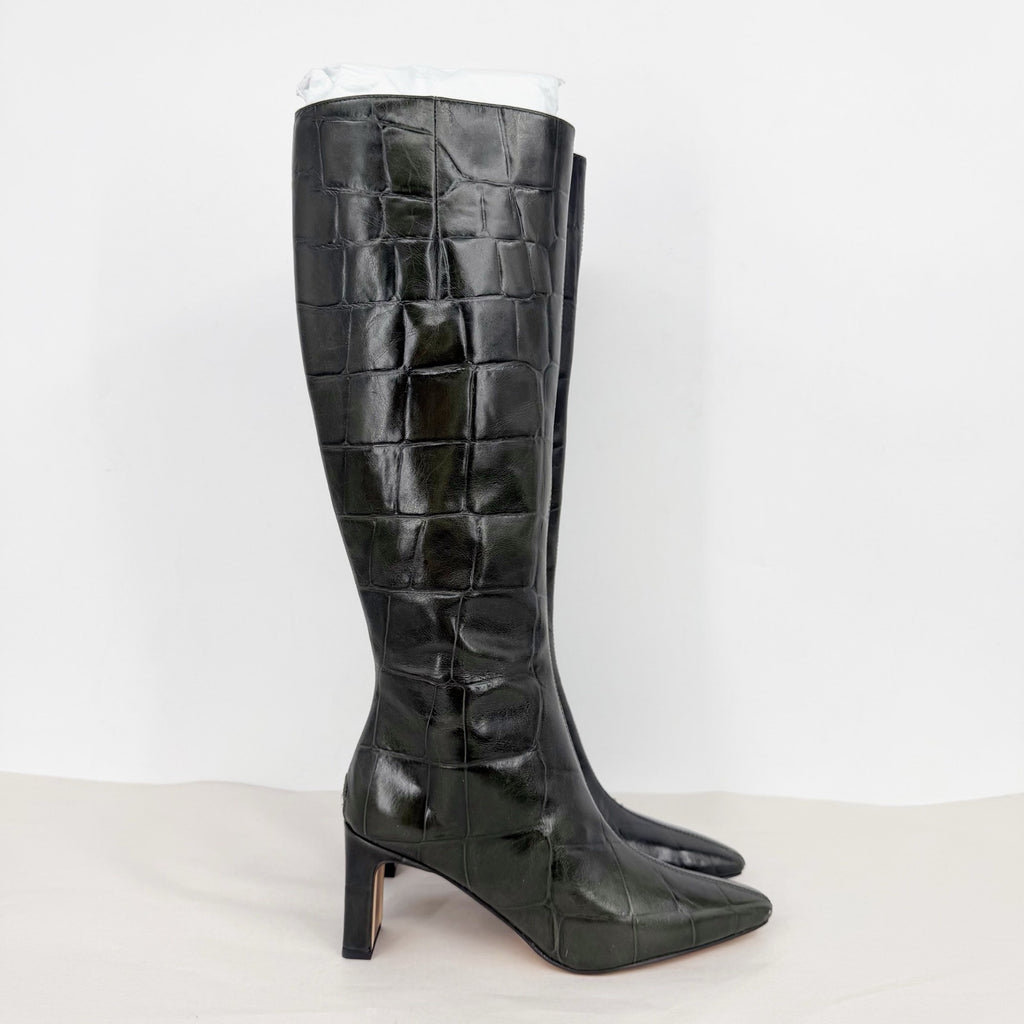 Sam Edelman Womens Sylvia Knee High Boots US 6.5 M Deep Olive Green Leather NWOB